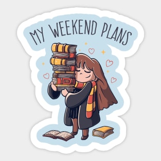 My Weekend Plans - Funny Cute Book Gift Sticker